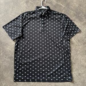 Tattoo Golf Performance Polo Shirt Mens XL Black Micro Skull Monogram Stretch
